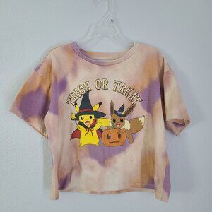 Pokémon Trick or Treat Pikachu & Eevee Halloween Tie Dye T-Shirt Kids L 10/12